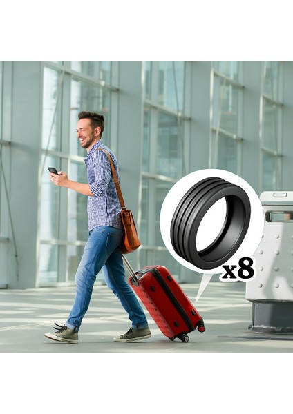 8'li Valiz Tekerlek Silikonu - Bavul Teker Koruyucu - Valiz Teker Koruyucu - Valiz Teker Ses Önleyici - Bavul Teker Koruyucu Silikon