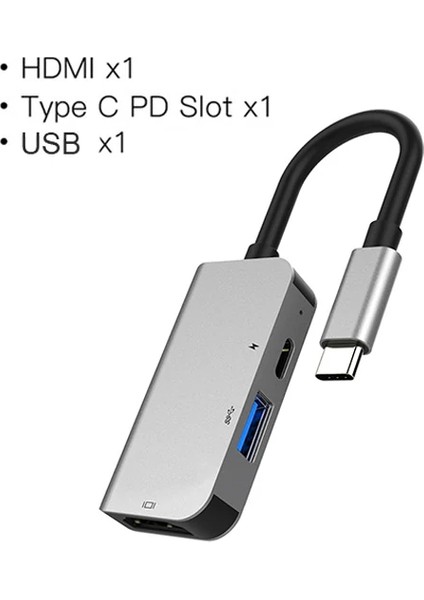Ally USB (Type-C To 3in1 Hdtv Usb+Pd) Hub Adaptör ÇOKLAYICI-(5775) - TGZ5114-8135