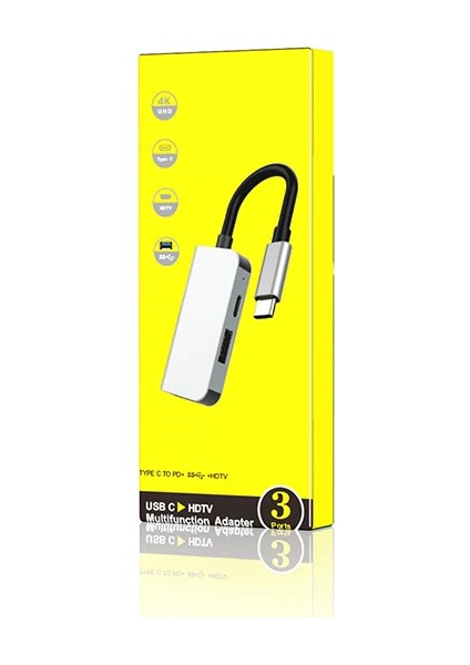 Ally USB (Type-C To 3in1 Hdtv Usb+Pd) Hub Adaptör ÇOKLAYICI-(5775) - TGZ5114-8135