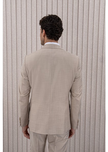 Erkek Slim Fit Sivri Yaka Yelekli Takım Elbise