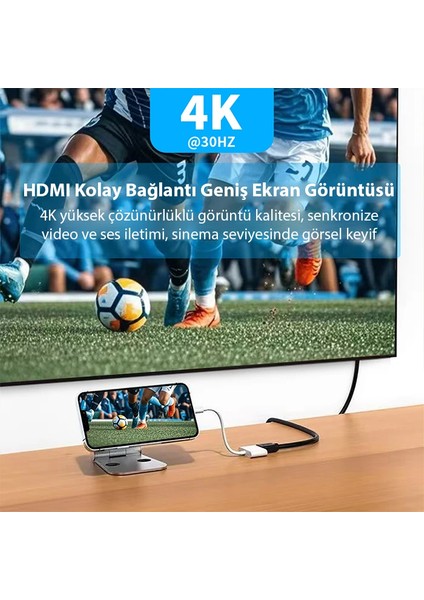 Ally Type C To 4K Hdmı 100W Type C Çevirici Iphone 15 Iphone 16 ANDROID-(5775) - TGZ7112-6773