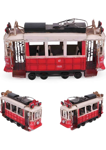 Özel Üretim Nostaljik Taksim Tramvay Biblo Metal Istanbul Temalı Hediyelik Dekoratif Masaüstü Aksesuar Vintage Retro Şehir Simgesi