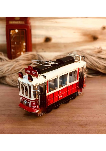 Özel Üretim Nostaljik Taksim Tramvay Biblo Metal Istanbul Temalı Hediyelik Dekoratif Masaüstü Aksesuar Vintage Retro Şehir Simgesi fiyatları