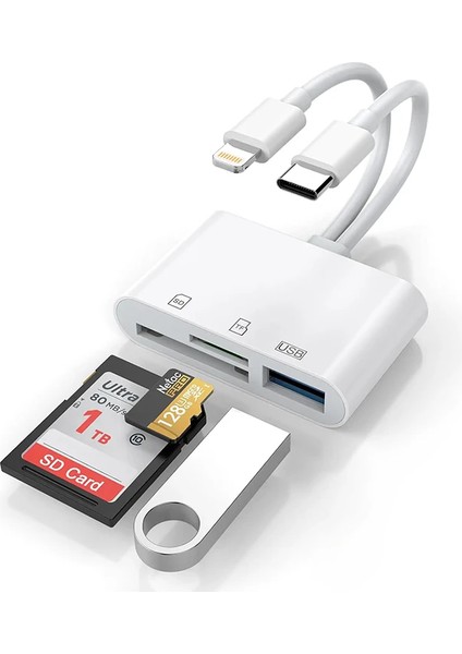 Ally NK-103PRO Type-C/lightning To Sd-Tf Kart Çevirici USB Kamera Okuyucu Adaptör- - TGZ2057-3464