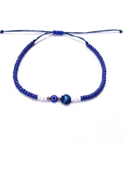 Lacivert Hematit Deniz Kabuğu Nazar ve Miyuki Round Boncuklu Unisex Bileklik indirimleri