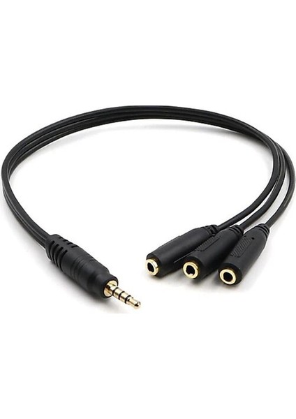Kulaklık Çoklayıcı 3.5 mm Erkek x 1 / 3 Stereo Dişi x 3 - 30 cm Y Kablo (4767) - TGZ8082-2847