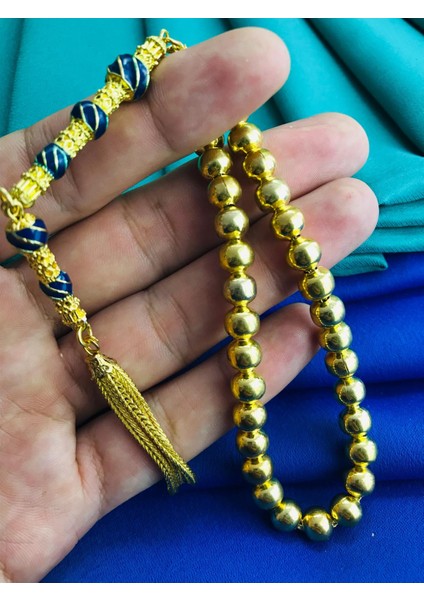 8 mm Ölçü Komple Pirinç Kaplama Altın Benzetme Tesbih