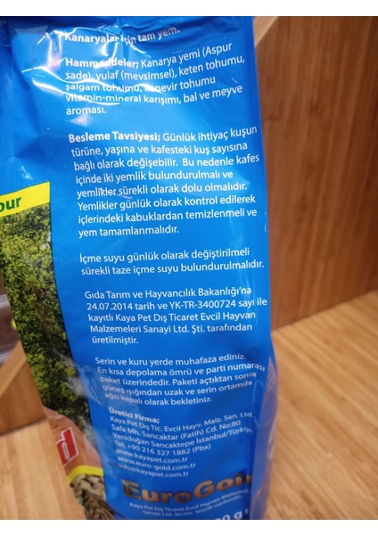 Ballı Ve Meyveli Kanarya Yemi 500 gr fiyatları
