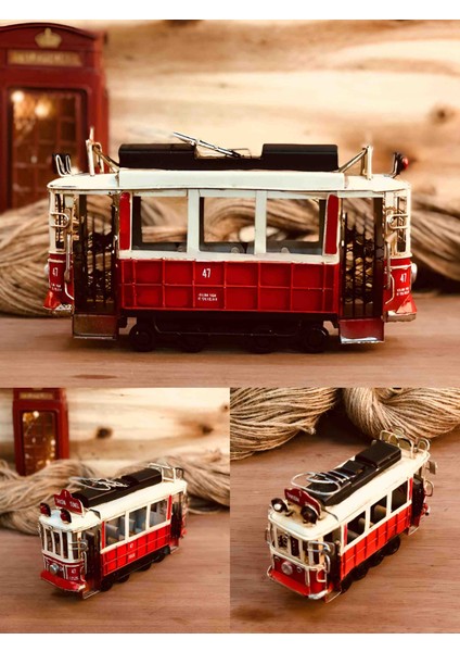 Nostaljik Taksim Tramvay Biblo Metal Istanbul Temalı Hediyelik Dekoratif Masaüstü Aksesuar Vintage Retro Şehir Simgesi Özel Seri