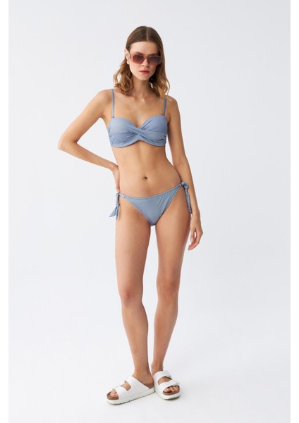 Kadın Straplez Mavi Bikini Takımı
