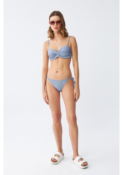 Kadın Straplez Mavi Bikini Takımı
