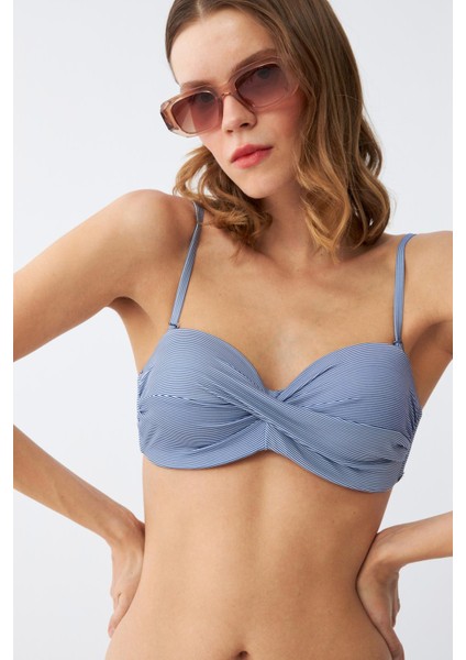 Kadın Straplez Mavi Bikini Takımı