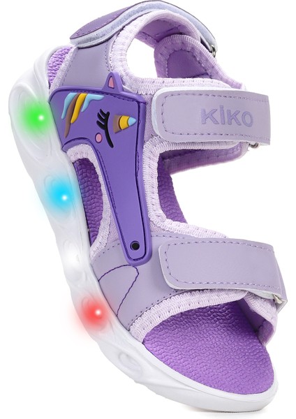 Unicorn Günlük Işıklı Cırtlı Kız Çocuk Sandalet Ayakkabı