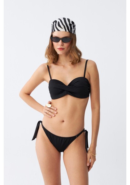 Kadın Straplez Siyah Bikini Takımı