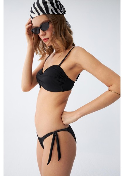 Kadın Straplez Siyah Bikini Takımı