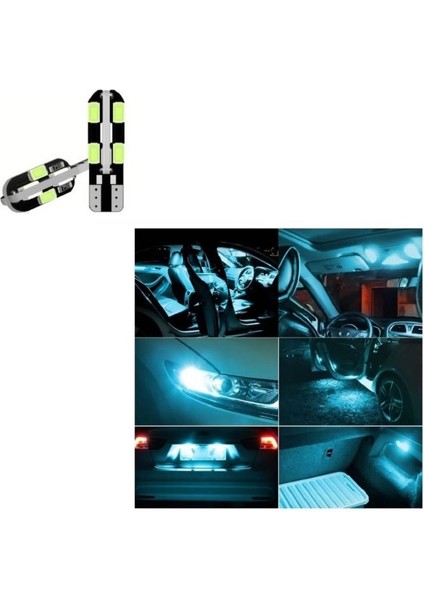 ( 2 x Adet ) 1 Takım Canbus 12 LED T10 Dipsiz Ampul 12V Dome LED Ice Blue (5W Dipsiz Ampul Kubbe LED Buz Mavi)