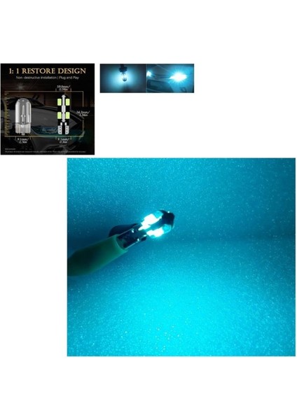 ( 2 x Adet ) 1 Takım Canbus 12 LED T10 Dipsiz Ampul 12V Dome LED Ice Blue (5W Dipsiz Ampul Kubbe LED Buz Mavi)