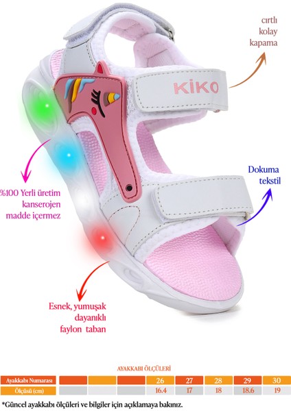 Unicorn Günlük Işıklı Cırtlı Kız Çocuk Sandalet Ayakkabı fiyatları