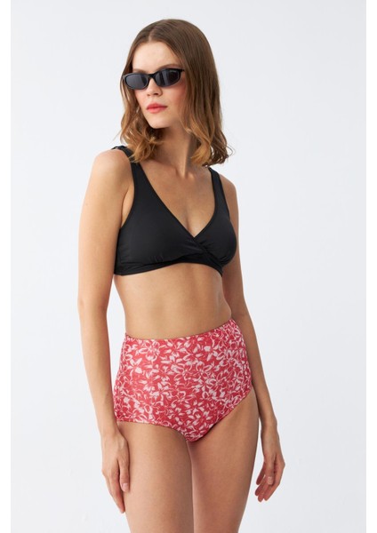 Kadın Pedli Yüksek Bel Bikini Takımı - Siyah