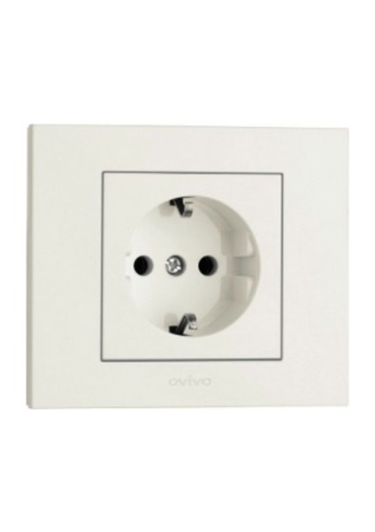 Beyaz Topraklı Priz Çerçeveli Grano Beyaz Priz