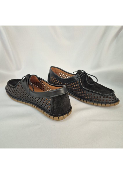 El Dikişli Siyah Kadın Ayakkabı - Yazlık Nefes Alabilir Makosen indirimleri