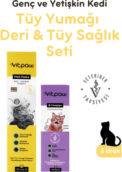 Tüy Yumağı ve Deri & Tüy Sağlığı Seti (Malt Paste ve B+ Complex)