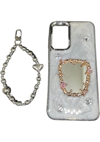 Galaxy A55 Kılıf Boncuklu El Geçmeli Aynalı Silikon Kılıf