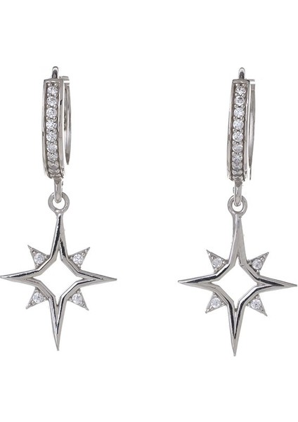 Kuzey Kutup Yıldızı Model 925 Ayar Gümüş Zirkon Taşlı Kadın Küpe fiyatları