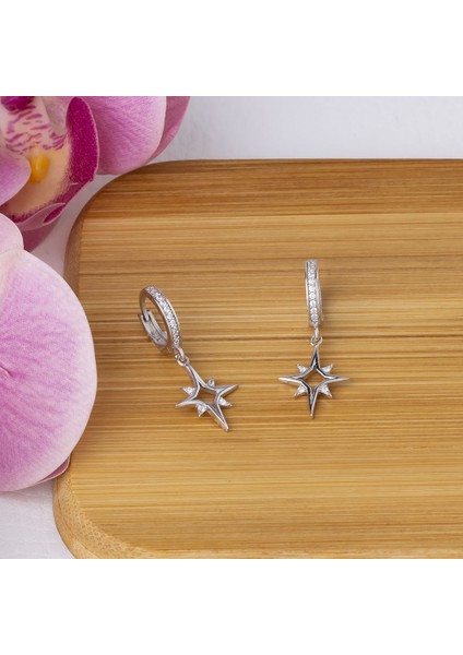 Kuzey Kutup Yıldızı Model 925 Ayar Gümüş Zirkon Taşlı Kadın Küpe modelleri