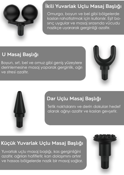 4 Başlıklı Titreşimli Masaj Aleti - Şarjlı Masaj Tabancası Sporcu Bel Sırt Bacak Boyun Masajı modelleri