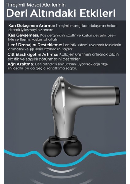 4 Başlıklı Titreşimli Masaj Aleti - Şarjlı Masaj Tabancası Sporcu Bel Sırt Bacak Boyun Masajı