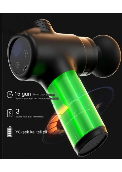 HAMS103 Ekranlı Kablosuz Masaj Tabancası 6 Modlu LCD Dokunmatik Masaj Tabancası Aleti Hız Ayarlı