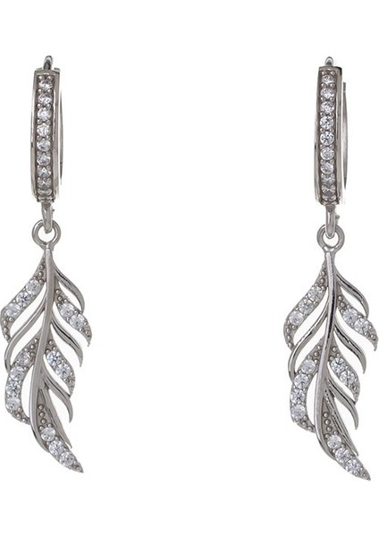 Yaprak Model-2 925 Ayar Gümüş Zirkon Taşlı Kadın Küpe fiyatları