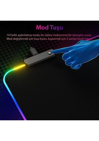Powermaster PM-25114 Xl Rgb Gaming Mouse Pad 14 Modlu