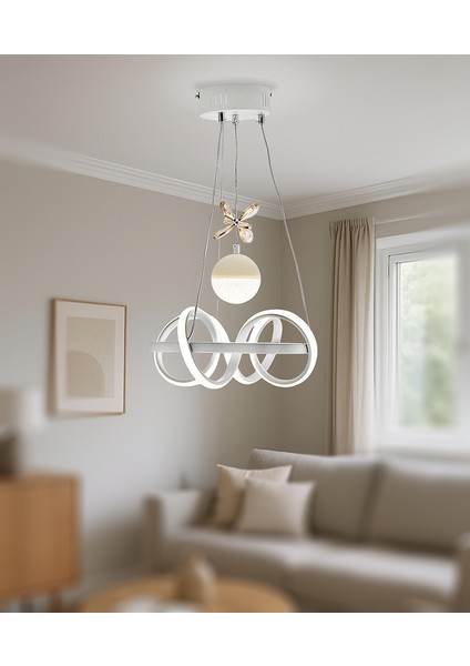 TT003-LDTPL-BY Tt Aydınlatma Sarmal Modeli Mat Beyaz Ledli Toplu 3 Renk Modüllü Ledli Avize