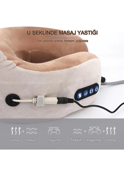 Seyahat Boyun Yastığı (Masaj Özellıklı) Uçak/araba/otobus U Şeklinde Şarjlı Boyun Masaj Yastığı modelleri