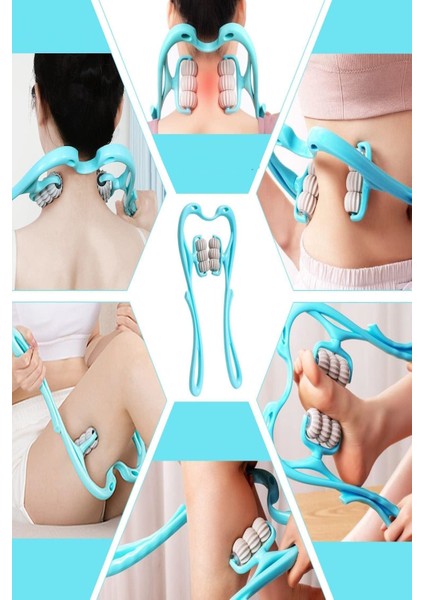 Masaj Aleti 6 Tekerlekli Ayak Bacak Kol Boyun Selülit Plastik Manuel Masaj Silindiri 17X36CM