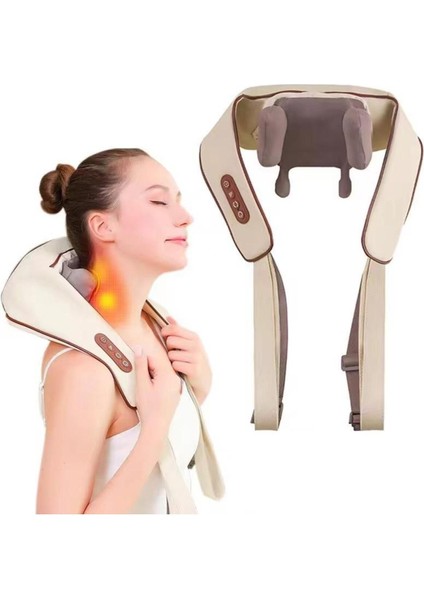 Şarjlı Isıtmalı Ovmalı Sırt Boyun Masaj Aleti Insan Eli Yoğurma Hissi