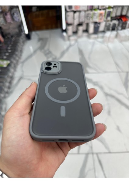 iPhone 11 Kamera Korumalı Kılıf Magsafe Özellikli Mat Tank Koruyucu Kılıf - Gri fiyatları