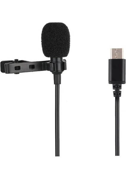 Puluz Type-C Profesyonel Telefon Youtuber Yaka Mikrofonu 1.5M-(5775) - LKM4307-9009