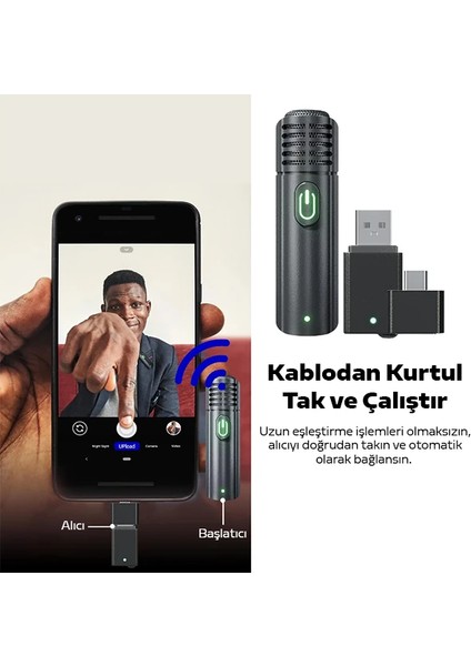 Vuxbeeg UP30 2.4ghz Mini Kablosuz Yaka Mikrofonu Youtuber Ios ANDROID-(5775) - LKM5902-8596