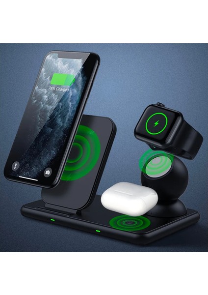 Ally W58 15W Qi Hızlı Şarj 4 In 1 Iphone+ Airpods Pro Kablosuz Şarj STANDI-(577 - LKM2859-5011