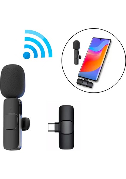 Ally K8 Lightning iPhone Tak Konuş Wireless Kablosuz Mini Yaka Mikrofonu Canlı Yay - LKM9213-9174