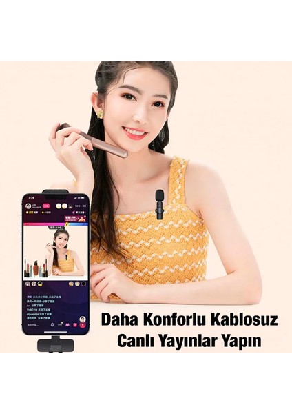 Ally K8 Lightning iPhone Tak Konuş Wireless Kablosuz Mini Yaka Mikrofonu Canlı Yay - LKM9213-9174