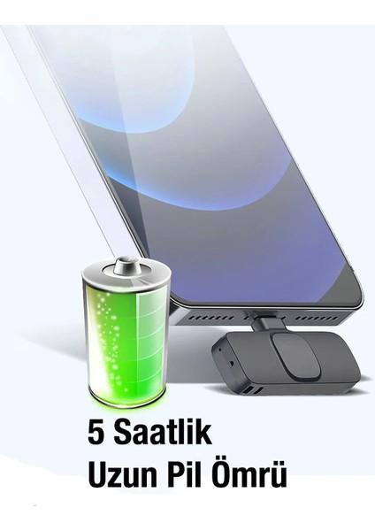 Ally K8 Lightning iPhone Tak Konuş Wireless Kablosuz Mini Yaka Mikrofonu Canlı Yay - LKM9213-9174