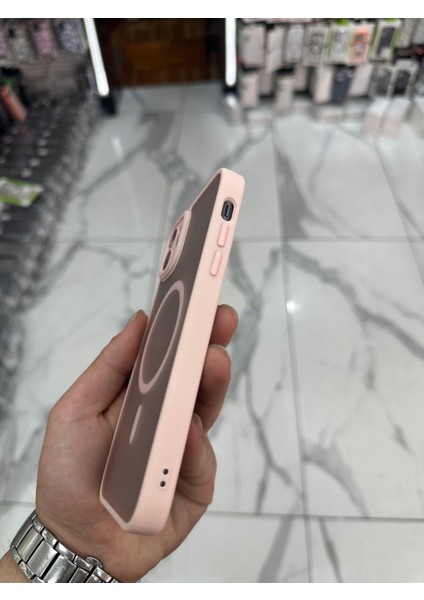 iPhone 11 Kamera Korumalı Kılıf Magsafe Özellikli Mat Tank Koruyucu Kılıf - Pembe indirimleri