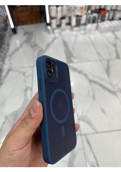 iPhone 11 Kamera Korumalı Kılıf Magsafe Özellikli Mat Tank Koruyucu Kılıf - Lacivert indirimleri