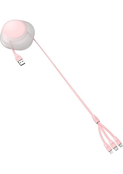 Baseus LET&#039;&#039;S Go Type-C 3AİPHONEMICRO USB 3in1 Çoklu Başlık USB Şarj - LKM3921-7929
