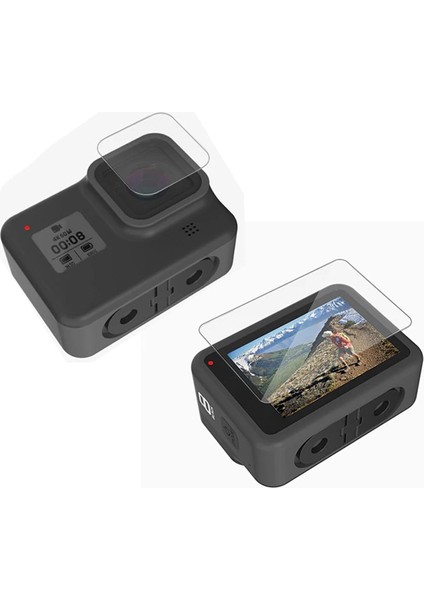 Gor Gopro Hero 8 2in1 Darbe Emici Ekran Koruyucu 2 SET-(5775) - LKM1328-5501