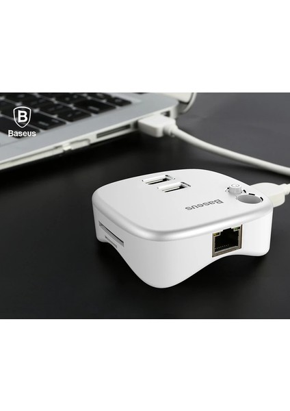 Baseus Çok Fonsiyonlu Notebook Adaptörü Hub Dual USB 3.0 RJ45 TF/SD-(5775) - LKM4051-3680